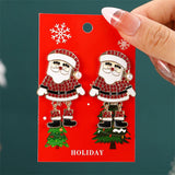 Poshoot New Fashion Plush Christmas Tree Earrings for Women Cute Rhinestone Santa Claus Bells Drop Earring Xmas New Year Holiday Jewelry