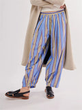 Poshoot Fashion Women Striped Print Trousers Loose Casual Elastic Waist Long Pants Bottoms with Pockets Summer Streetwear New