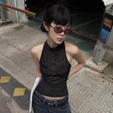 Poshoot Solid Slim Halter Backless Slim Crop Top 2024 Summer Fashion Casual Y2K Streetwear Wholesale Clothing Korean Tops