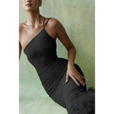 Poshoot Giana One Shoulder Feather Dress