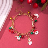 Poshoot Christmas Pendant Chunky Chain Bracelet for Women Cartoon Snowman Santa Claus Elk Boot Snowflake Charm Bracelet Festival Jewelry