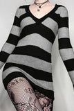 Poshoot Christmas Thanksgiving Gifts  Striped V Neck Slim Fit Mini Dress