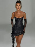 Poshoot Christmas Thanksgiving Gifts  Elegant Sparkle Sequins Mini Dress