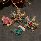 Poshoot Asymmetrical Colorful Rhinestone Snowflake Hat Boot Earrings for Women Luxury Crystal Christmas Tree Drop Earrings Party Jewelry