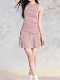 Poshoot-Skinny Knit With Tank Top A-line Skirt Two-piece Set Summer 2023 New Suit Party Korean Elegant Lady Style