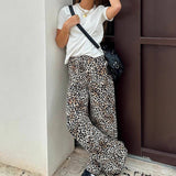 Poshoot Leopard Prin Wide Legs Pants Elastic Women'S Pants Casual Y2K Streetwear Summer Autumn Fashion Maniufacturer Clothing