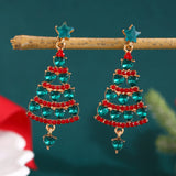 Poshoot Asymmetrical Colorful Rhinestone Snowflake Hat Boot Earrings for Women Luxury Crystal Christmas Tree Drop Earrings Party Jewelry