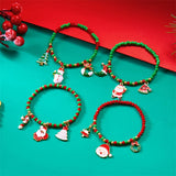 Poshoot Merry Christmas Multicolor Rice Beads Bracelet for Women Snowman Santa Claus Crutch Wreath Pendant Bracelets New Year Jewelry