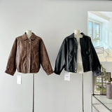 Poshoot Faux Leather Zipper Over-shirt Jacket