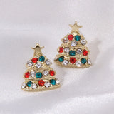 Poshoot Delicate Christmas Bowknot Bell Earrings for Women Sparkling Full Rhinestone Christmas Tree Dangle Earring Girls Holiday Jewelry