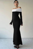 Poshoot Christmas Thanksgiving Gifts  Off-Shoulder Patchwork Maxi Dress