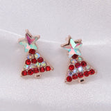 Poshoot Delicate Christmas Bowknot Bell Earrings for Women Sparkling Full Rhinestone Christmas Tree Dangle Earring Girls Holiday Jewelry