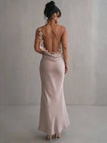 Poshoot Petal Flow Backless Maxi Dress