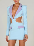 Poshoot Contrast Blazer Cut-Out Dress