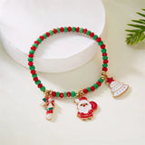 Poshoot Merry Christmas Multicolor Rice Beads Bracelet for Women Snowman Santa Claus Crutch Wreath Pendant Bracelets New Year Jewelry