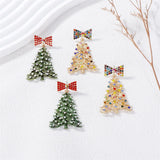 Poshoot Delicate Colorful Crystal Christmas Tree Drop Earrings for Women Shiny Rhinestone Bowknot Earrings Girls Holiday Jewelry Gifts