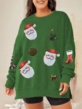 Poshoot Women¡¯s Christmas Sweatshirts Sequin Santa Graphic Prints Oversized Hooodie Long Sleeve Crew Neck Pullovers Tops for Fall Spring