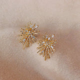 Poshoot Temperament Beautiful Firework Stud Earrings for Women Korean Imitation Pearl Rhinestone Snowflake Earring Girls Party Jewelry