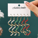 Poshoot 3 Pairs/Set Spiral Wave Curve Dangle Earrings for Women Fashion Simple Long Twisted Christmas Earring Girls Party Jewelry Gift