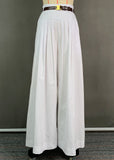 Poshoot Women High Waist Casual Wide Leg Long Palazzo Pants  Summer With Pockets Loose Female Simple White Trousers Bottoms