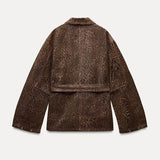 Poshoot Brown Leopard Print Belt Over-shirt Coat