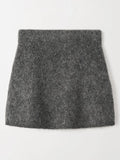 Poshoot Women Grey Mohair Knitted Sweater Mini Skirt Sets O Neck Knitted Pullover 2 Pieces 2024 Autumn Office Lady Commuting Streetwear