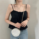 Poshoot-Strap Drawstring Fold Backless Crop Top