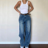 Poshoot 2024 Dark Blue Baggy Jeans Women Grunge Y2K High Waist Wide Leg Denim Trousers Woman Fashion Boyfriend Mom Pants Female