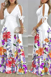 Poshoot Christmas Thanksgiving Gifts  Floral Print Split Sleeve Maxi Dress