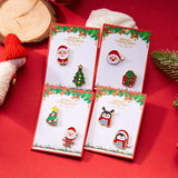 Poshoot 2 Pcs Enamel Metal Christmas Brooches for Women Cute Cartoon Santa Claus Christmas Tree Penguins Small Brooch Pins Xmas Jewelry