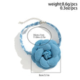 Exaggerated Romantic Blue Big Rose Flower Clavicle Chain Necklace Women Elegant Korean Fashion Short Choker Y2K Wed Accessories