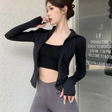 Poshoot Spring Summer Slim Fit Crop Tops Women Korean Wild Sports Fitness Long Sleeve Coat Woman Y2K Streetwear Zipper Up T Shirt