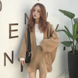 Poshoot Rimcoy Solid Color Knitted Sweater Women Korean Fashion Button Up Loose Cardigan Woman Long Sleeve Casual Cardigan Coat Female