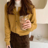 Poshoot Spring Autumn Women's Knitted Cardigan 2024 Korean Single Breasted Long Sleeve Jumper Woman Chic Round Neck Cardigans Outwear