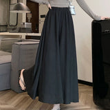 Poshoot Solid Color Casual Wide Leg Pants Women Spring Summer Soft Elastic High Waist Trouses Woman Pleated Skirt Pants Ladies