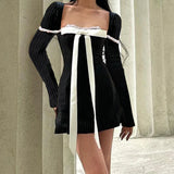 Poshoot Vanilla Vista Striped Bow Dress