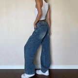 Poshoot 2024 Dark Blue Baggy Jeans Women Grunge Y2K High Waist Wide Leg Denim Trousers Woman Fashion Boyfriend Mom Pants Female