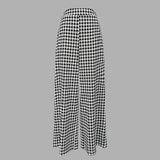 Poshoot Trendy Clothing  Autumn Women's Houndstooths Long Pants High Waisted  Winter Loose Wide Leg Woman Plaid Trousers