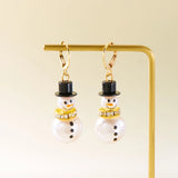 Poshoot Cute Christmas Snowman Drop Earrings for Women Fashion Shiny Crystal Snowflake Earring Girls New Year Party Jewelry Holiday Gift