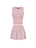 Poshoot-Skinny Knit With Tank Top A-line Skirt Two-piece Set Summer 2023 New Suit Party Korean Elegant Lady Style