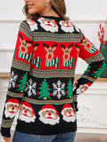 Poshoot Women Funny Red Christmas Sweater Cartoon Elk/Lantern String Print Loose Knitwear Autumn Winter Long Sleeve Round Neck Pullovers