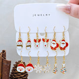 Poshoot 3 Pairs Cute Santa Claus Snowman Elk Combination Earrings for Women Enamel Cartoon Christmas Earrings Xmas New Year Jewelry Gift