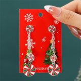 Poshoot New Fashion Plush Christmas Tree Earrings for Women Cute Rhinestone Santa Claus Bells Drop Earring Xmas New Year Holiday Jewelry