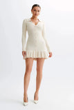 Poshoot Vallen Ruffled Bow Knit Mini Dress