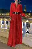 Poshoot Christmas Thanksgiving Gifts  Splice Sequins Maxi Dress