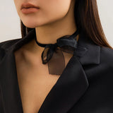 Poshoot Goth Retro Black Lace Bow Bowknot Choker Necklace for Women Harajuku Gothic Adjustable Clavicle Chain Wed Jewelry Gift