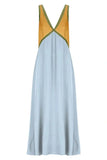 Poshoot Christmas Thanksgiving Gifts  Patchwork V-Neck Strapless Maxi Dress