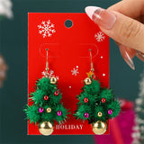 Poshoot New Fashion Plush Christmas Tree Earrings for Women Cute Rhinestone Santa Claus Bells Drop Earring Xmas New Year Holiday Jewelry