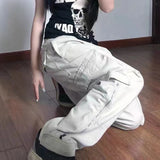 Poshoot Vintage 90S Baggy Cargo Pants Women Big Pockets Streetwear Low Waist Trousers Woman 2023 Y2K Hip Hop Wide Leg Loose Sweatpants