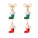 Poshoot Fashion Christmas Asymmetrical Drop Earrings for Women Santa Claus Bells Snowman Xmas Tree Boots Hat Earring Girls Party Jewelry